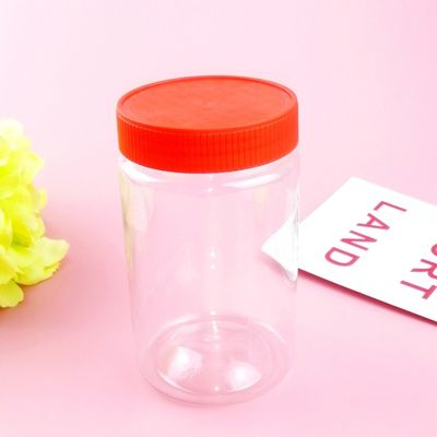 450ml Thread Cap Round Clear Plastic Candy Jars For Dry Food Storage
