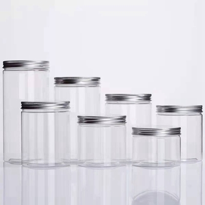 1oz 2oz 4oz 8oz Clear Plastic Jars Food Storage PET Straight Sided With Aluminum Caps