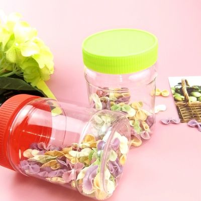 Recyclable 12oz Round airtight Plastic Jar With Black Lid