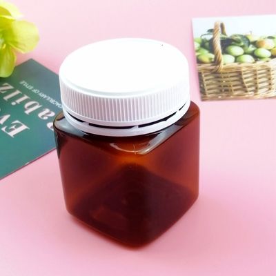 Wide Mouth Sealing Cover Amber Honey 200ml Plastic Jar Food Grade