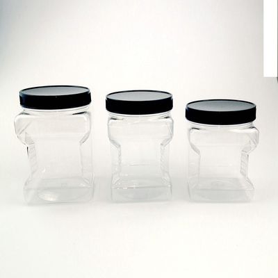 PET Clear Square Grip 4500ml Plastic Screw Cap Jars BPA Free