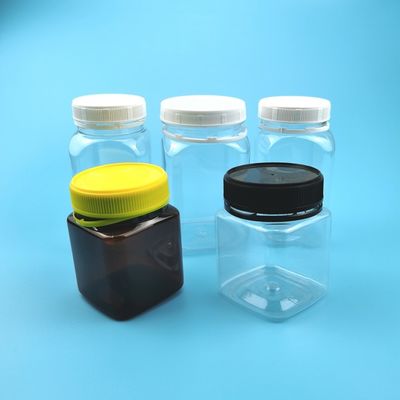 Amber Bottle Square Child Proof 400ml Plastic Candy Jars