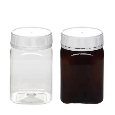 BPA Free 320ml Plastic Food Jars Airless Square Honey Bottle With Lid