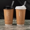 Brown Color 16oz 22oz Disposable Paper Coffee Cups With Lid