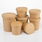 8oz Disposable Food Container Brown Kraft Paper Soup Bowl With Lid Microwave Noodle Paper Bowl