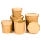 8oz Disposable Food Container Brown Kraft Paper Soup Bowl With Lid Microwave Noodle Paper Bowl